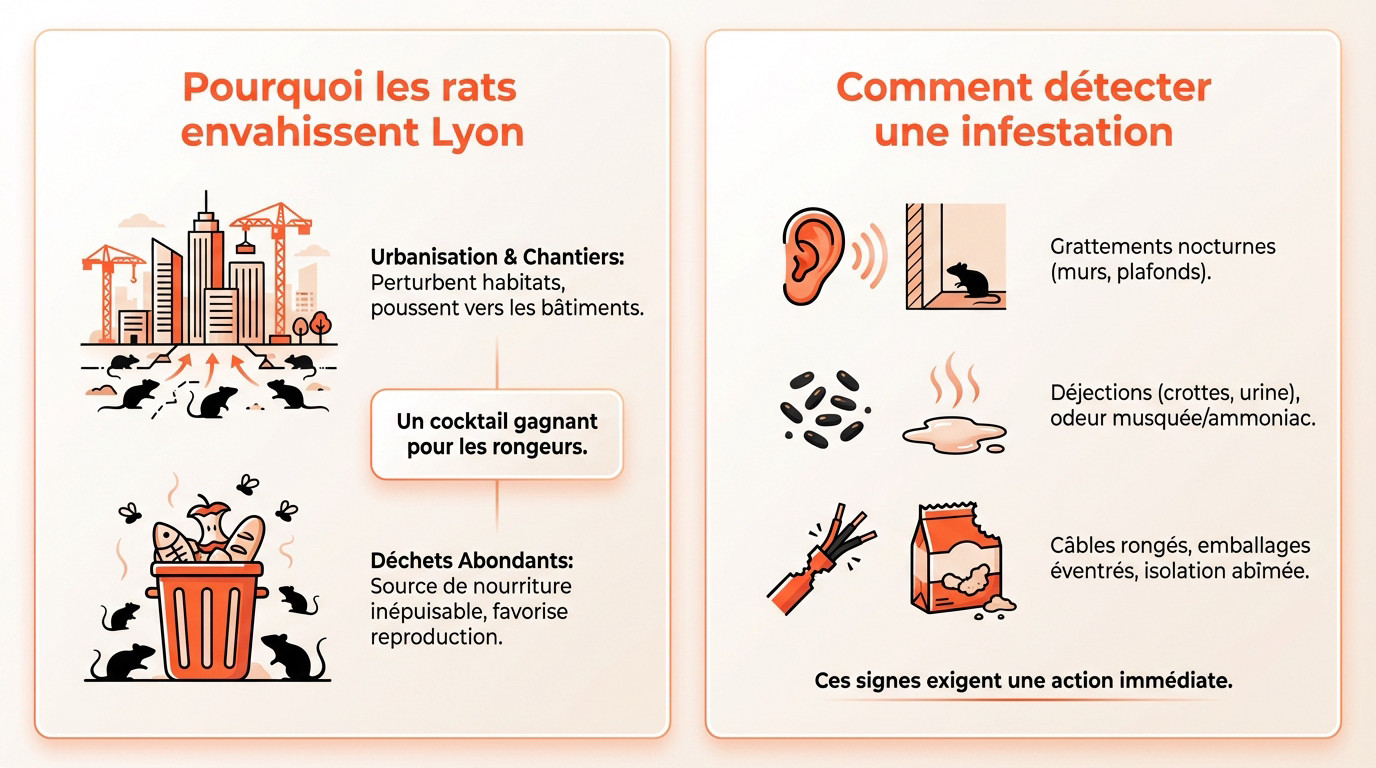Rats à Lyon : comprendre les causes de la prolifération urbaine et les signes d'infestation